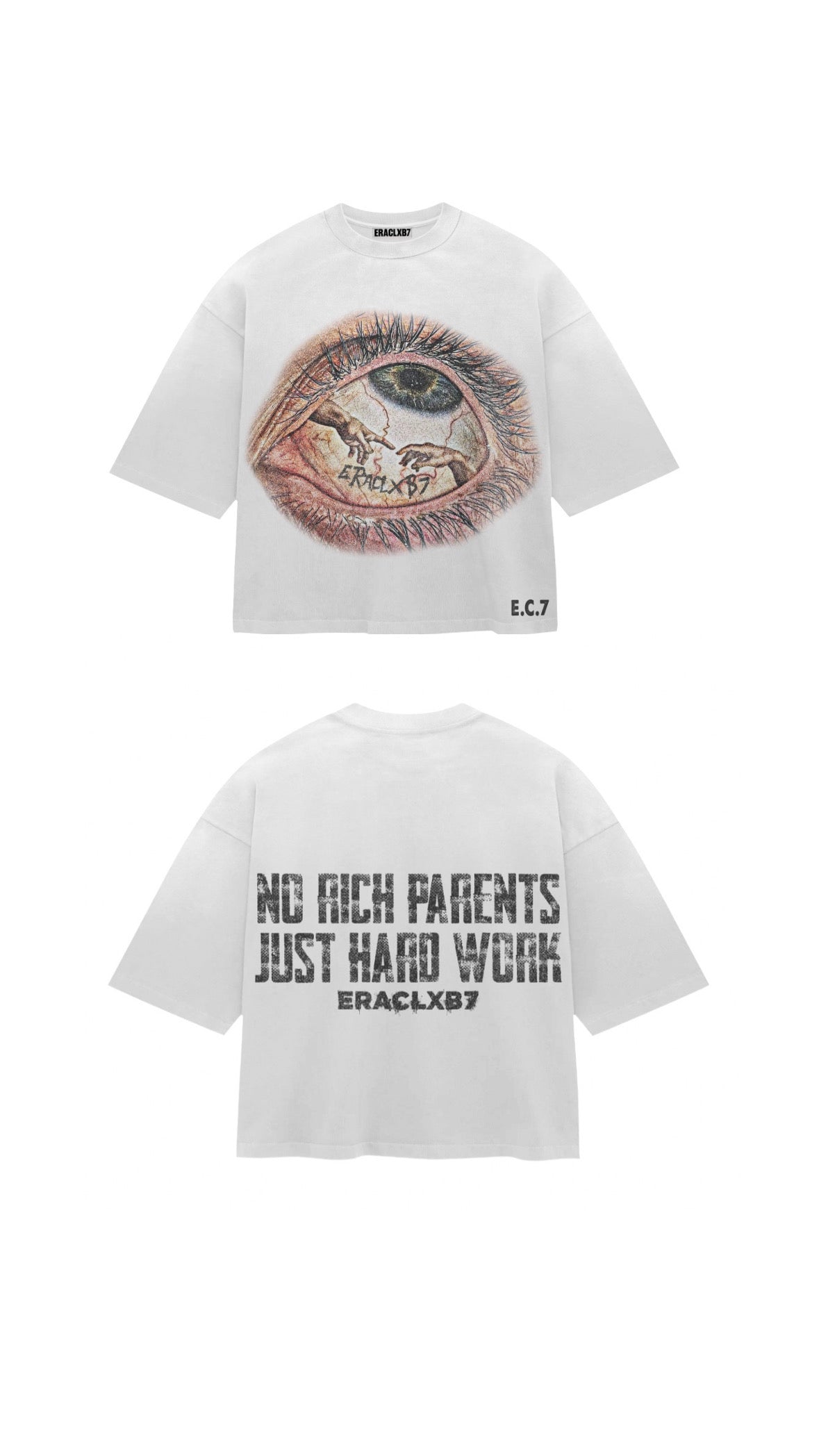 white oversizd E.C.7 Eye Graphic Tee – EraClxb7